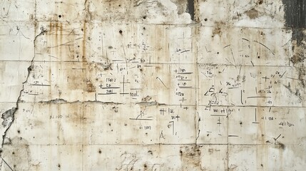 An aged wall texture showcasing faded architectural drawings and markings, embodying history and artistic significance.