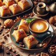 © riko2022 - Savor a morning with Turkish coffee and sweet baklava, a delightful cafe treat to start the day