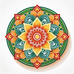 Mandala art design also called rangoli, decorative elements on white background