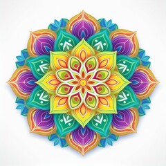 Mandala art design also called rangoli, decorative elements on white background