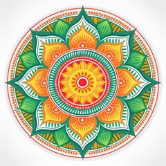 Mandala art design also called rangoli, decorative elements on white background