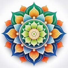 Mandala art design also called rangoli, decorative elements on white background