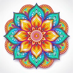 Mandala art design also called rangoli, decorative elements on white background