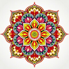 Mandala art design also called rangoli, decorative elements on white background