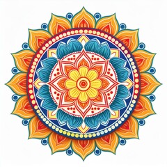 Mandala art design also called rangoli, decorative elements on white background