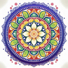 Mandala art design also called rangoli, decorative elements on white background