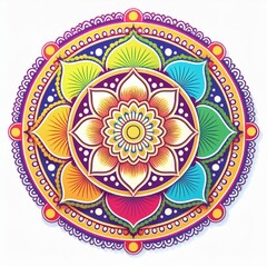 Mandala art design also called rangoli, decorative elements on white background