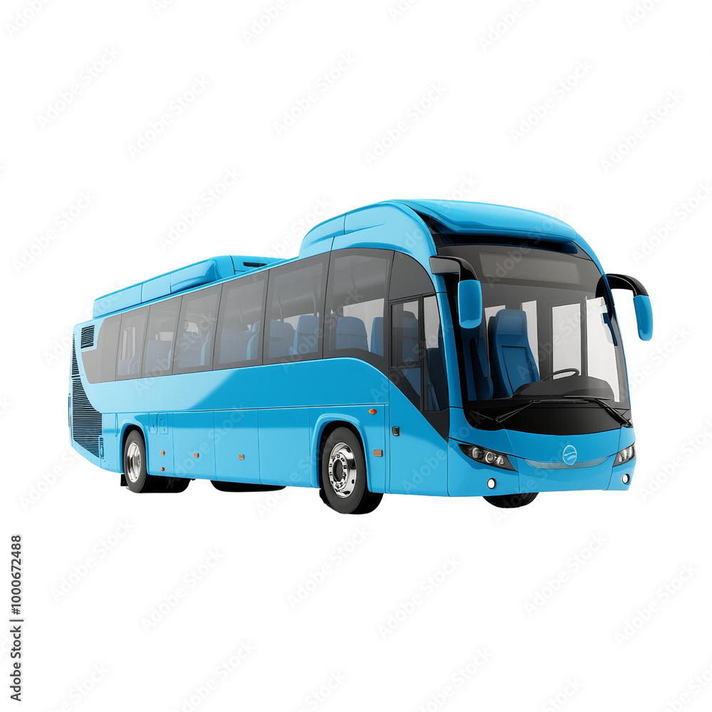 Modern blue bus isolated on white background, front-side view. Ideal ...