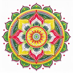 Mandala art design also called rangoli, decorative elements on white background