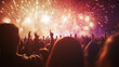 © malik - cheering crowd watching fireworks - new year concept