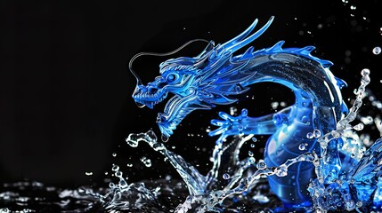 Wall Mural - Blue_Creative_Dragon_shaped_Splash_Display_Board