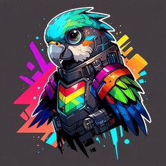 Canvas Print - Colorful Parrot in Armor