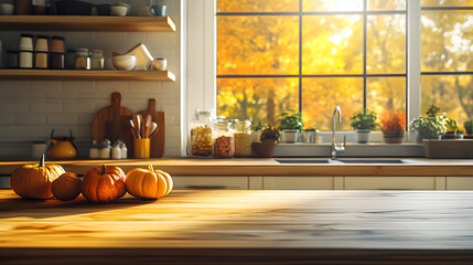 Wall Mural - Beautiful autumn kitchen with copy space