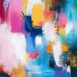 © Monirknn - Colorful modern artwork, abstract paint strokes, oil painting on canvas. Acrylic art, artistic texture. Brush daubs and smears grunge background