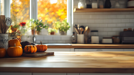 Wall Mural - Beautiful autumn kitchen with copy space