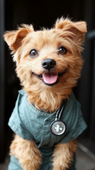 Poster - Cute dog dressed as a doctor with a stethoscope