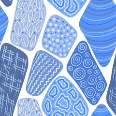 Sticker - blue seamless abstract pattern background fabric fashion design print wrapping paper 