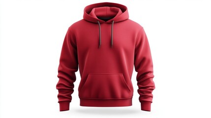 red hoodie mock up on white background 