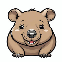 Wall Mural - Happy cute wombat cartoon illustration, australian animal species clip art element graphic design