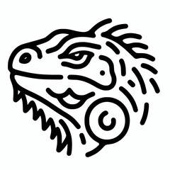 Wall Mural - Iguana line art illustration on white background, pet reptile lizard icon symbol mascot simple design