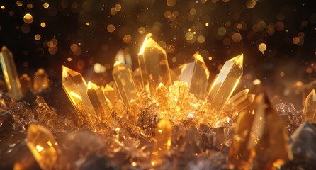 Poster - Sparkling golden crystals and glowing lights