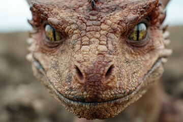 Canvas Print - close-up of a reptilian face with intricate scales