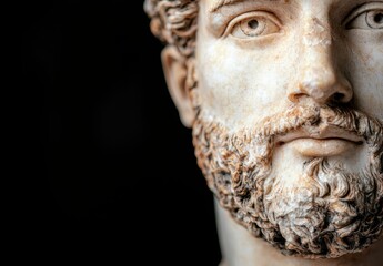 Poster - Closeup of ancient stone sculpture face