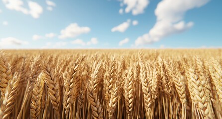 Poster - golden wheat field under blue sky