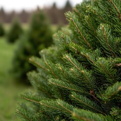 Sticker - Closeup of green pine tree branches