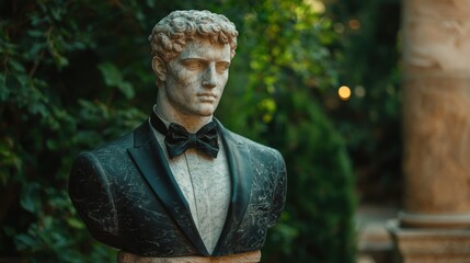 Sticker - Marble bust statue of a man wearing a tuxedo