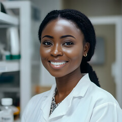 Smiling African American Businesswoman Confident in Office Setting