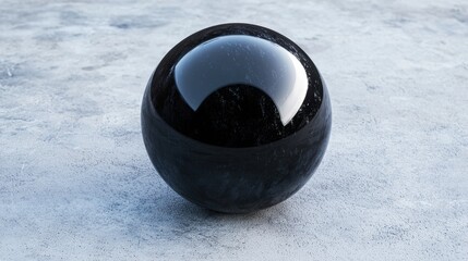 Poster - Reflective black glass sphere on icy surface