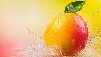 mango splash with color on gradient background generative ai