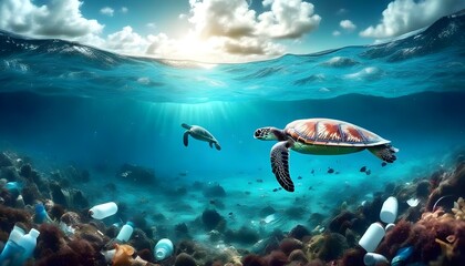 Wall Mural - Vibrant Underwater Photography Showcasing Marine Life and Artistic Design