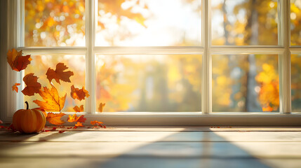 Wall Mural - Beautiful autumn window with copy space