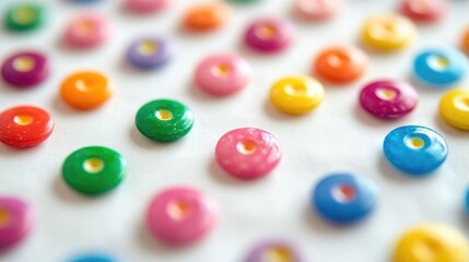 Canvas Print - Macro shot of candy buttons on paper, each dot bursting with color and creating a whimsical pattern of childhood nostalgia