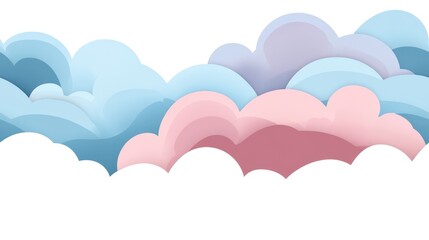Wall Mural - seamless pattern of soft pastel-colored clouds in shades of pink, blue, and purple, creating a dream