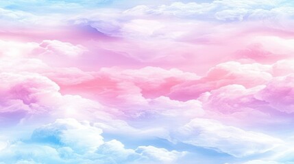 Wall Mural - seamless pattern of soft pastel-colored clouds in shades of pink, blue, and purple, creating a dream