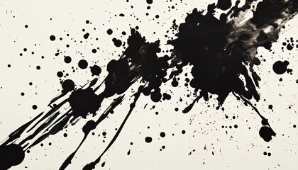 Wall Mural - Random bursts and splatters of ink in black and white or vibrant colors, evoking a raw, artistic energy