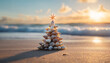© Daniel - Small seashell christmas tree on the beach with copy space