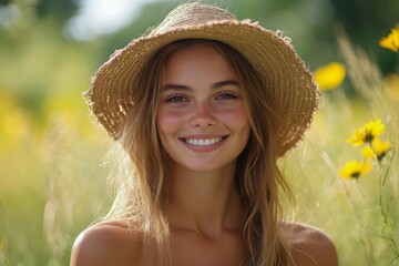 woman outdoor happy portrait female smiling young happiness lifestyle beautiful people adult caucasian  summer healthy nature cheerful attractive smile cheerful outside, Generative AI