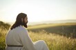 © Anna - Portrait of Jesus Christ in Minimalistic Outdoor Setting - Peaceful Sunset in Scenic Countryside