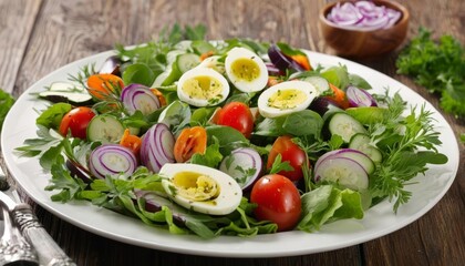 Wall Mural -  Fresh and vibrant salad ready to be savored