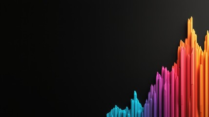 Wall Mural - A vibrant audio waveform design with colorful spikes on a dark background, illustrating sound or music data visually.