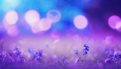 Wall Mural -  A single blue flower stands out in a field of purple