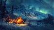 © Khoiril - A glowing tent in the snowy wilderness under the Northern Lights