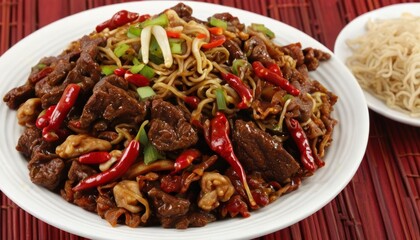 Sticker -  Delicious Asian stirfry with beef and noodles