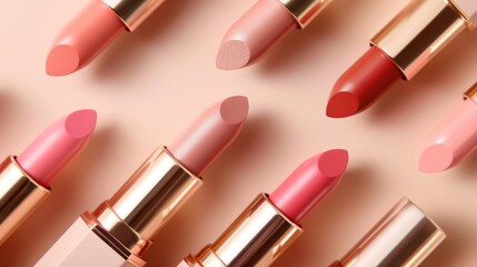 A row of lipsticks with different colors and shades