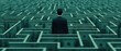 © javu - Businessman navigating a maze of money in a confusing financial landscape.