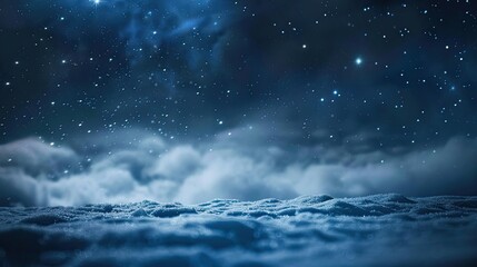 Sticker - Blurred winter night sky with softly glowing stars and a hint of snow-covered ground